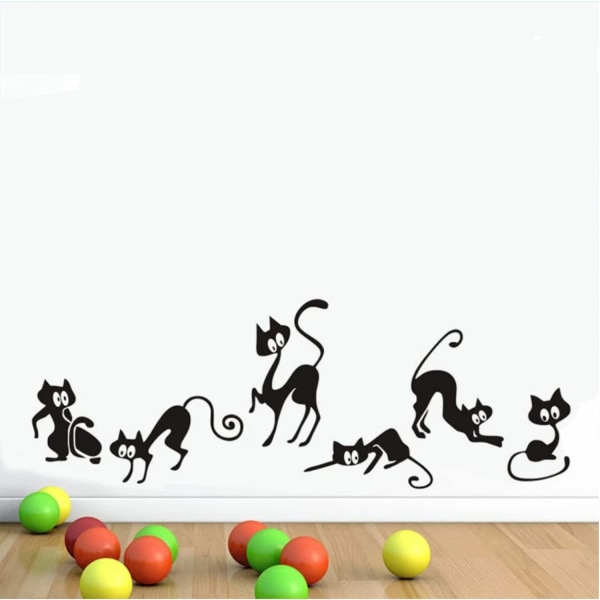 Rolig svart katt väggdekal Djur Vardagsrum Bakgrund för heminredning Väggmålning Konst Dekaler Tapet Midjelinjedekaler - -