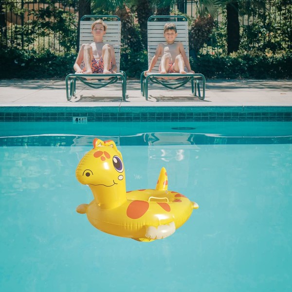 Djur uppblåsbar pool pontonbåt, dinosaurie simning pontonrör ring för 3-10 år småbarn uppblåsbar ponton djur simning
