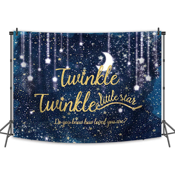 Twinkle Twinkle Little Star Taustakangas Yötaivaan Kiiltävä Tähti ja Kuu Galaksin Avaruus Valokuvaustaustaksi Glitter Tähti Lasten Syntymäpäivä 7x5FT
