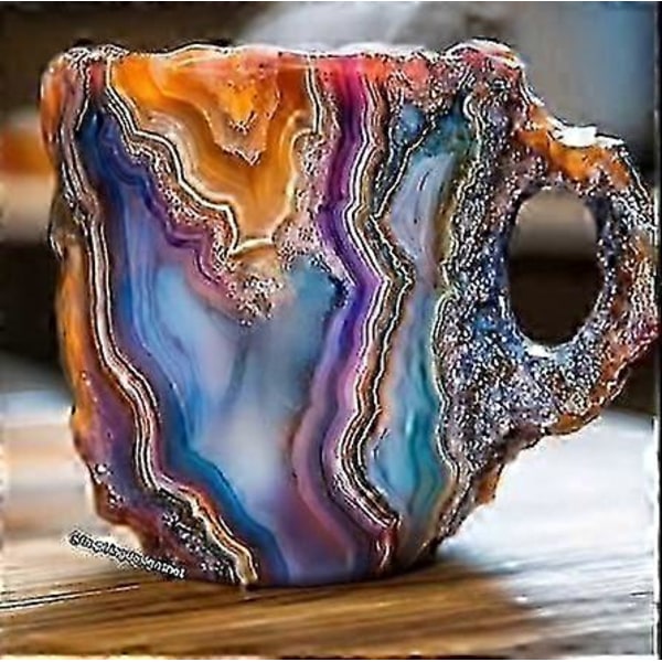 Mineral Krystall Kaffekopper, Flerfargede Kaffekopper Med Håndtak, Elegant Krystallgave Til Hjem & Kontor Multicoloured