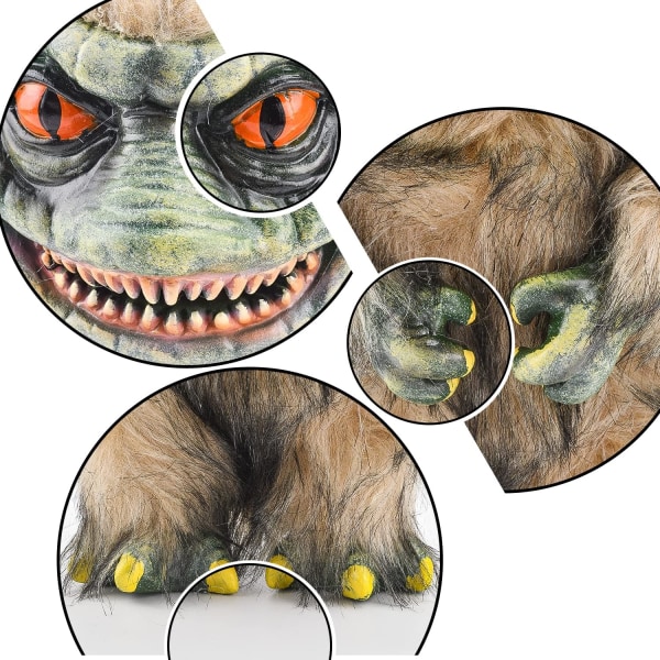 Utomjordisk monsterrekvisitadocka, läskig plyschdocka film gosedjur, grön rolig ful rymdkritik skräckgåvor till vuxen samlare på Halloween-födelsedag