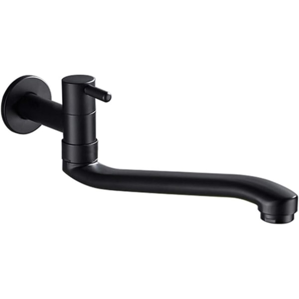 Wall Mounted Black Cold Water Faucet Washing Machine Broom Pool Garden Faucets 31cm