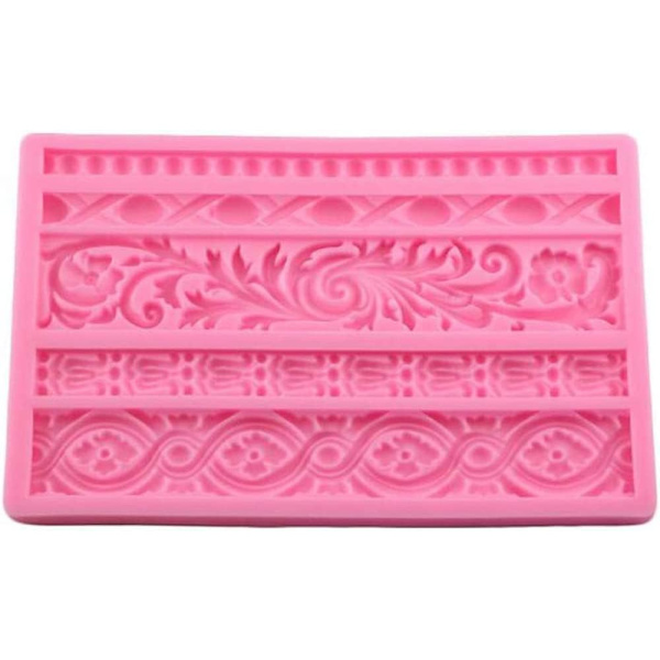 Barok Rulle Relief Kage Silikoneforme Europæisk Ramme Kagekant Kant Dekoration Skimmel Relief Blomst Blonder Kage Måtte Silikone Dekor