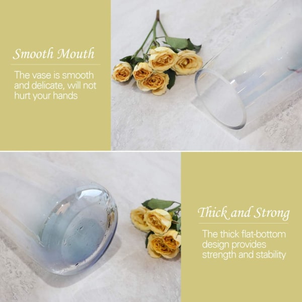 Glasvas, 8,7 tum Iridescent Crystal Ins Style Dekorativ Blomster Växt Knopp Kruka Behållare Hem- Iridescent