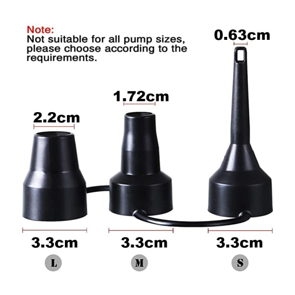 3-pack uppblåsbara pumpmunstycken, luftpumpadaptertillbehör för delvis luftmadrass