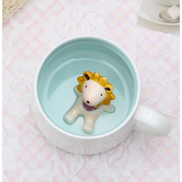 Lemon Park Surprise 3D-kaffekrus dyr indeni 12 oz med ko, håndlavet keramikkop, jul, fødselsdagsoverraskelse til venner, familie (12 oz)