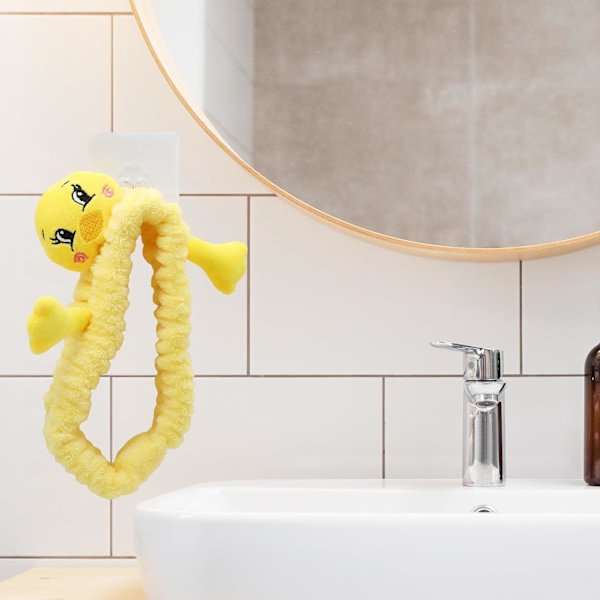 Sød andehovedbøjle til ansigtsvask, sjov dyrefrø kat and stjerneblomst dinosaur SPA ansigtsvaskhovedbøjle makeup hårbøjle brusehovedbøjle (gul and)