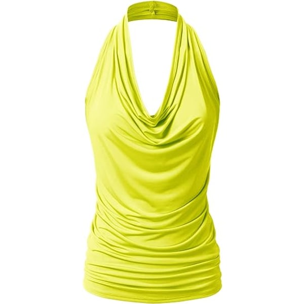 Kvinders Casual Halter Hals Draperet Front Sexet Rygløs Tank Top (stor)