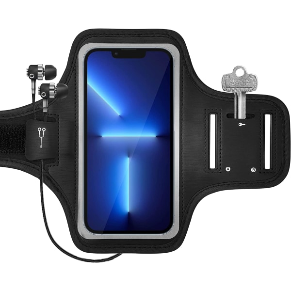 Träningstelefonhållare Armband kompatibel med iPhone 14 Plus, 13 Pro, 12 Pro Max, Samsung Galaxy S23 Ultra, S22 Plus, Note20 Ultra