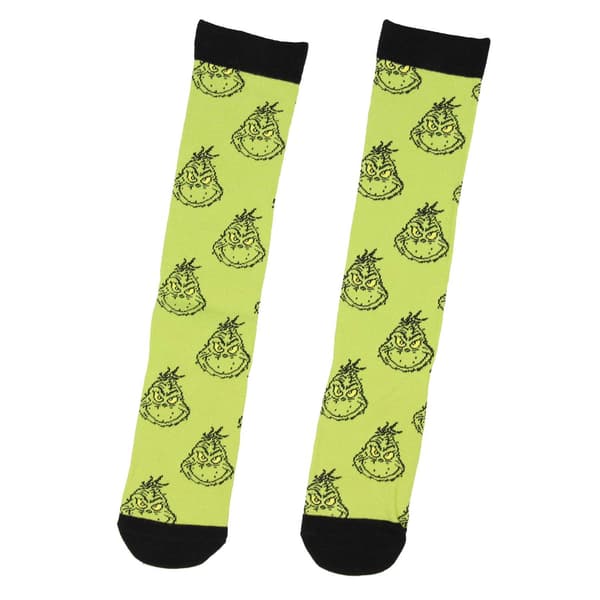 Par Grinch julestrømper i bomullsdesign 3 mønster 3 one size fits all pattern 3