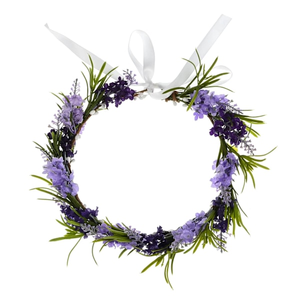Justerbar brudeblomst krans hodebånd blomsterkrone hårkrans halo F-83 (Lavendel)