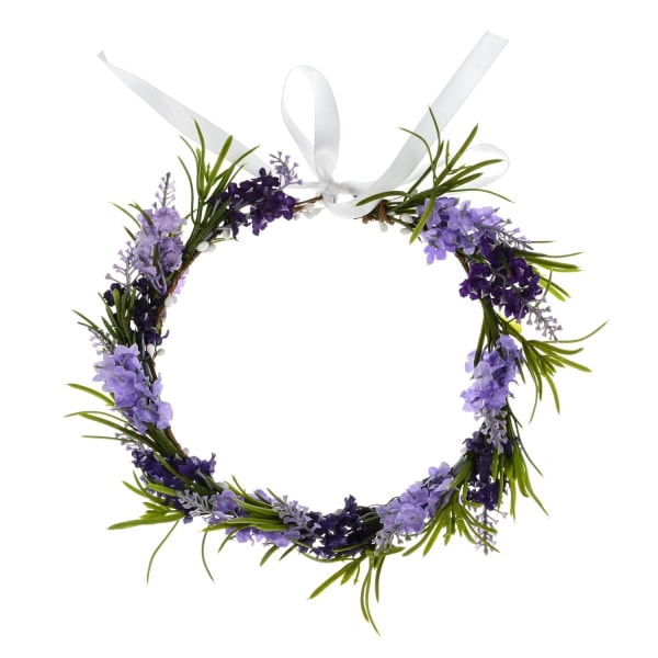 Justerbar brudeblomst krans pandebånd blomsterkrone hårkrans halo F-83 (lavendel)