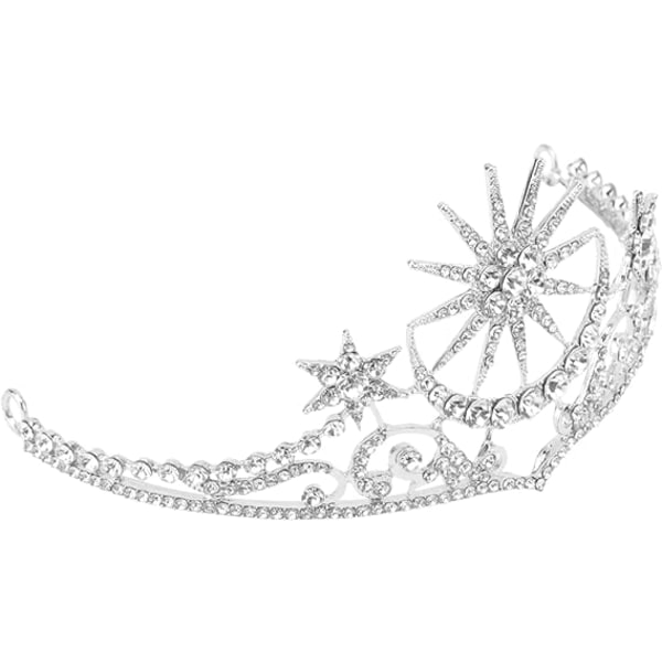 Rhinestone Brudband Acotar Strass Star Moon Pannband Crystal Star Tiara Brudhuvudstycke för kvinnor Flickor