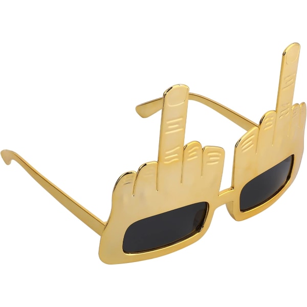 Middle Finger Eyeglasses, Funny Party Sunglasses Novelty Gold Makeup Glasses Photo Props Eyewear for Adults, Kids, Party Favors