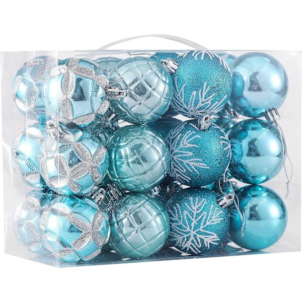 Heyone Julgranskulor Dekorationer för Julgran 24st 2.36\"/60mm Shatterproof Plast Julgranskulor Dekorationer Semester Bröllopsfest (Tiffany Blå)
