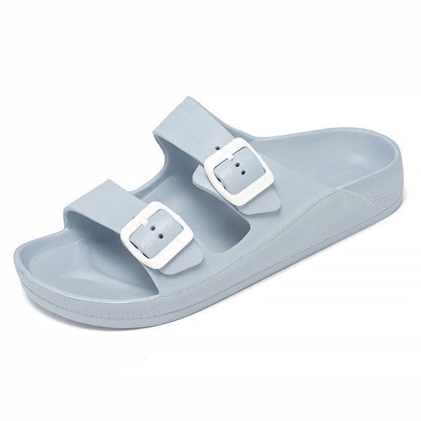 Justerbar Slip on Eva Double Buckle Slides Comfort Footbed String Sandaler för kvinnor