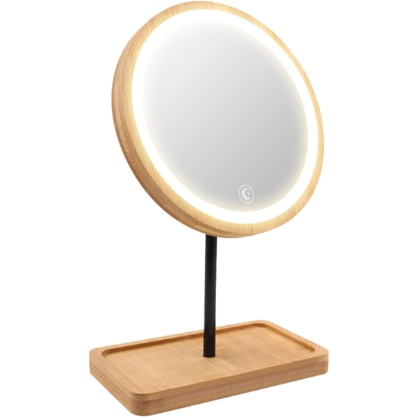 Lighted LED Makeup Mirror Vanity Mirror med 3 farve lys, trådløs USB genopladeligt batteri, 360° rotation
