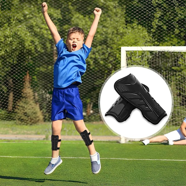 Fodboldbenskinner til børn, 1 par komfortable og åndbare fodboldbenskinner til børn, beskyttende fodboldtræningsudstyr til børn i alderen 4-8 år Black M:16.5cm*8.5cm