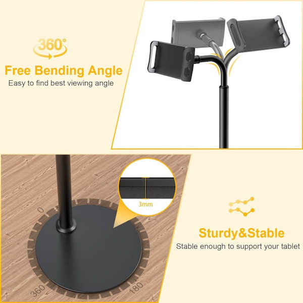 Multifunktion 360 graders rotation 4-10,6 tommer tablet PC stativ/mobiltelefonholder metal base universal foldbar doven tablet support (farve: D)
