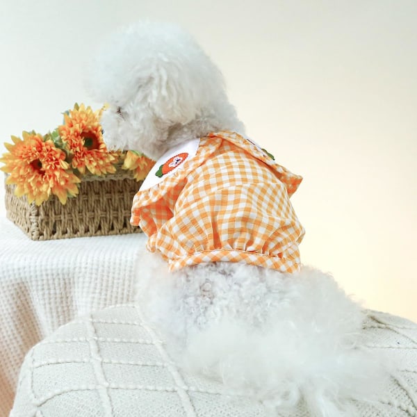 Hundkläder Valp Pyjamas Jumpsuit Outfit Hund Overall Tröjor Rutigt Mönster Morot Kanin Kostym Katt Kläder Chihuahua Yorkies Kläder   Orange S