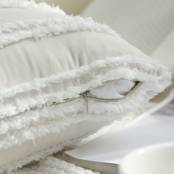Boho dekorativa kuddfodral 12x20 Set om 2, neutrala randiga kuddfodral, beige bomullslinne kuddfodral för soffa vardagsrum