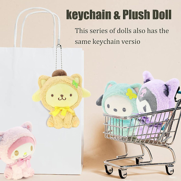 Kawaii plys nøglering plys dukke, tegneserie anime plys nøglering vedhæng nøglering tilbehør vedhæng legetøj pige gave