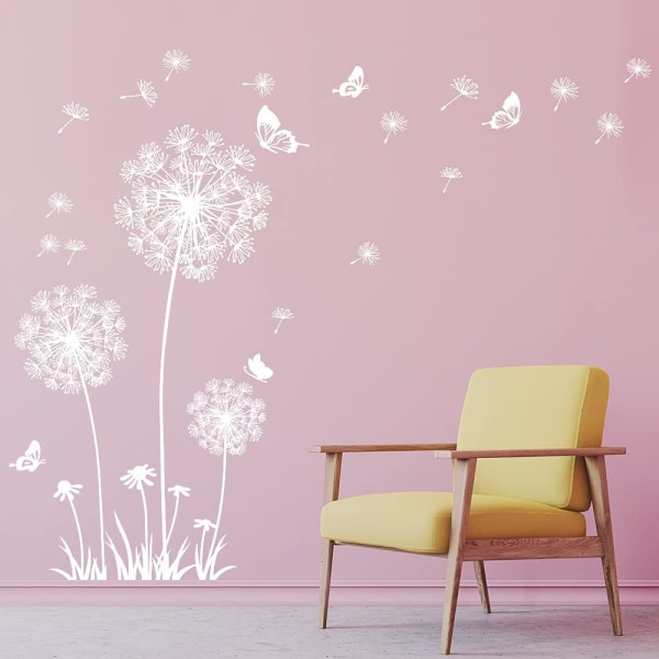 Dandelion Wall Stickers Flower Wall Decals Butterflies Flying Wall Decors Art Stickers for Bedroom Living