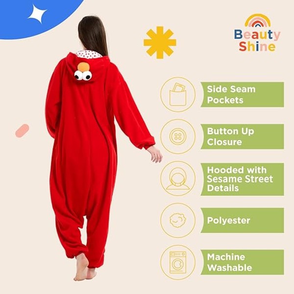 Unisex Voksen Tegneserie Kostume Halloween Jul Nattøj Jumpsuit Onesies Plys Cosplay Pyjamas Rød S