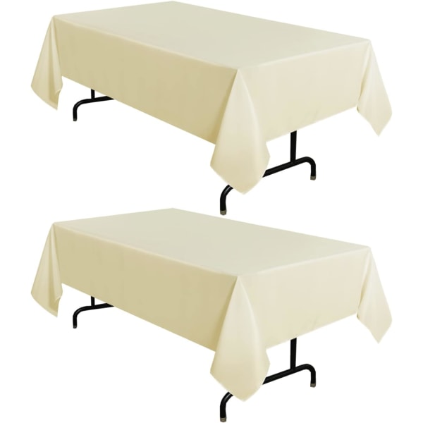 2 stk. beige duker 54 x 78 tommer, rektangulær 4 fots duk - flekkbestandig rynkebestandig vaskbar polyester duker til bord