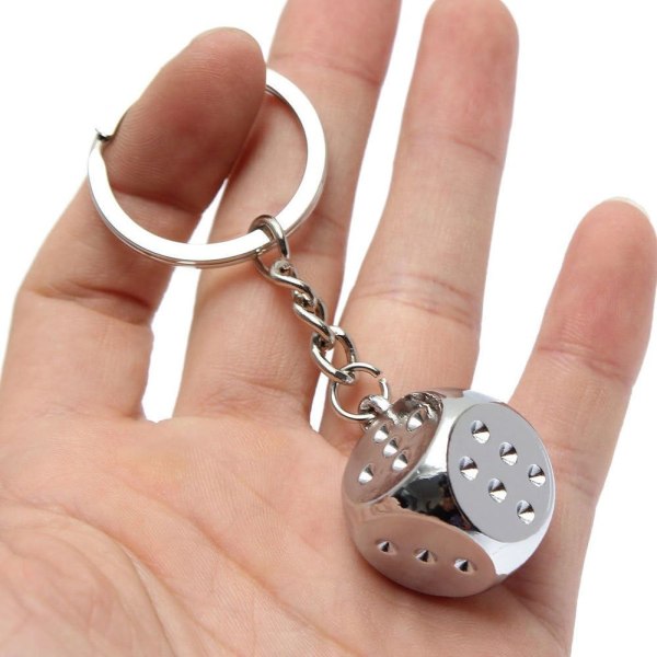 4-pack kreativa tärningar formad legering nyckelring, metall hängande nyckelring nyckelbricka--