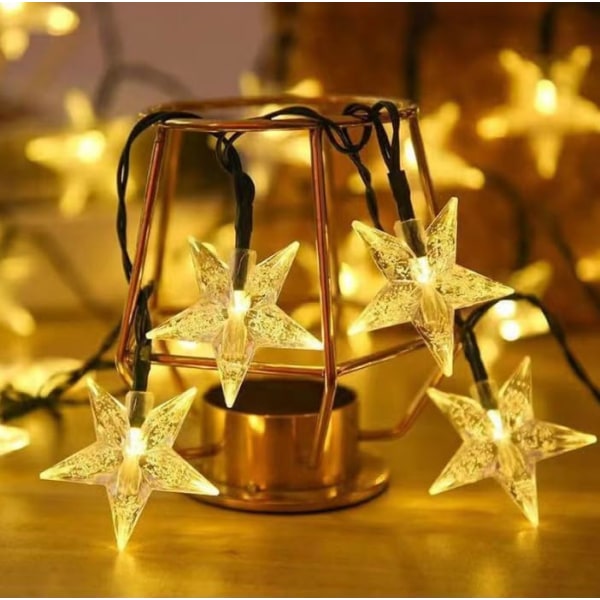 Sun Star String Light, Solar Outdoor Fairy Tale Light Solarstar String Light Outdoor Waterproof (6M 30LED, Warm White)