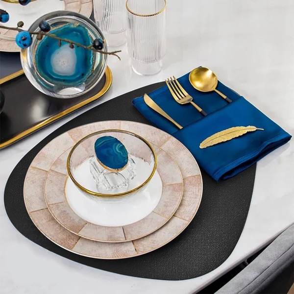 Dining Läder Placemats Set om 4 Avtorkbara Tvättbara Place Mats för Fyrkantigt Rundt Bord Lätt att Rengöra Bordstabletter för Kök Uteplats Inomhus Utomhus