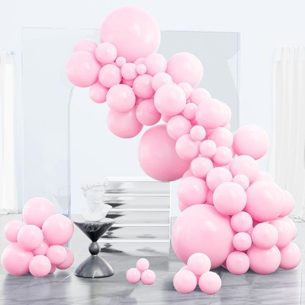 Pastellrosa ballonger, 85 st Rosa ballonger Olika storlekar Paket med 18 tum 12 tum 10 tum 5 tum för ballonggirland som födelsedagsdekorationer