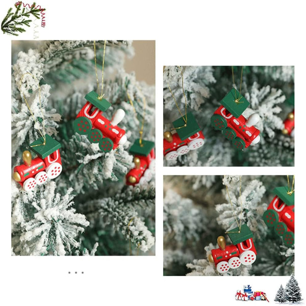 Julgranshänge i trä, 6 st träjulståg, julgranshänge i trä, julgranshänge