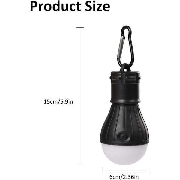 4 stk. LED teltlampe camping lanterne lampe camping teltlys nødblus vandtæt bærbar pære (sort)