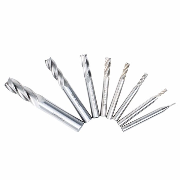 1/8\" 3/16\" 1/4\" 5/16\" 3/8\" 1/2\" nopea teräs HSS 4-urainen suora päätymylly 5/32\" 1/16\" 8 kpl setti