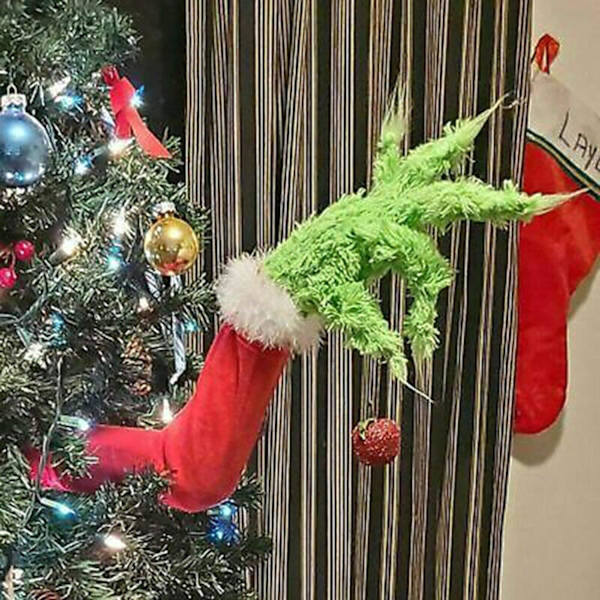 Jultomte Kropp Päls Grön Huvud/Arm/Ben för Julgransdekorationer, Julgransprydnad, Jul (Tomtearm)