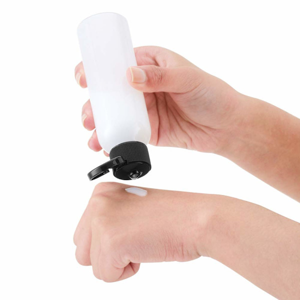 3,4Oz rejseflasker med flip-cap (5 stk.) Tomme gennemsigtige dispenserbeholdere til rejse kosmetik (100ml, klar)