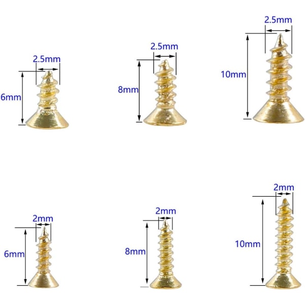 1200Pcs Small Phillips Flat Head Screws Self Tapping Screws,Diy Multifunctional Screws Electronic Accessories Set Gold