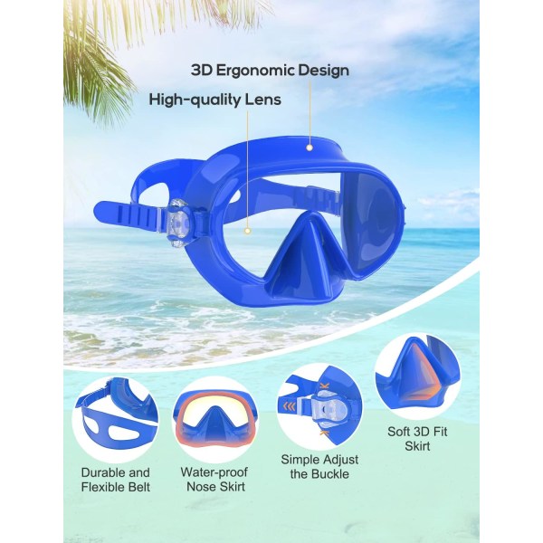 Simglasögon Barn Vuxna Simglasögon med cover Snorkelmask för dykning Snorkling, anti-im lins läckagetät kjol 180