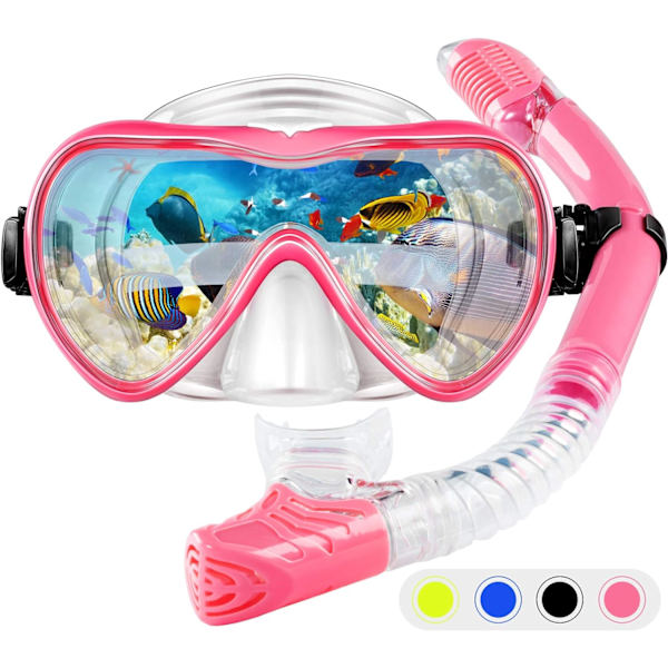 Snorkelsæt Snorklingudstyr Voksne, Tør Top Dykkermasker Og Snorkel Til Mænd Kvinder-Pink