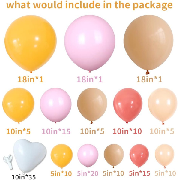 155 stk. Daisy ballonbue guirlande sæt Macaron pink gul retro orange hvid hjerteballoner med blomsterformet blommeclips