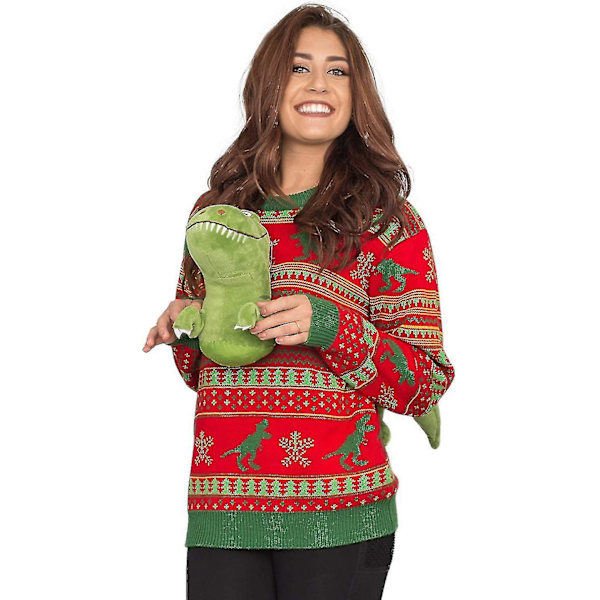 Jultröjor för Kvinnor och Män - Julkläder, Vinterstickade Tröjor, Renar, Snöflingor, Slogantröjor Dinosaur M