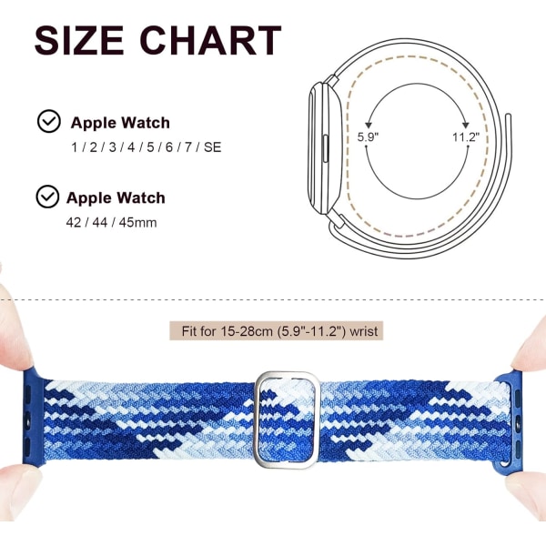 Remme til Apple Watch, kompatibel med Apple Watch-remme 38MM 40MM 41MM, Solo Loop elastisk flettet 8/SE/7/6/5/4/3/2/1 - 2 pakker