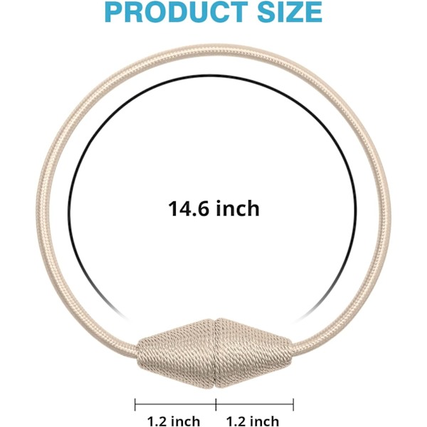 Pakke Magnetiske Gardinbindere Håndlavet Vævet Reb Praktisk og Dekorativ til Hjem og Kontor Vindue (Beige)