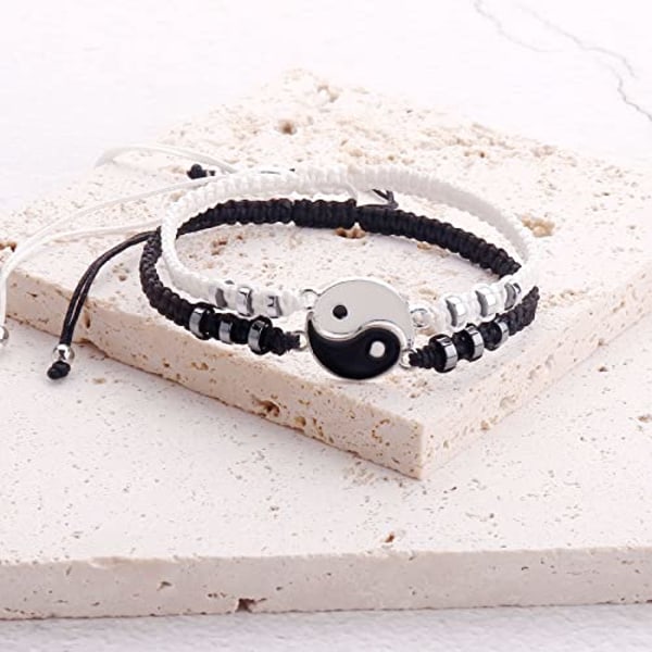 Bestevenn armbånd Par armbånd for 2 matchende Yin Yang Hans og hennes elsker armbånd Smykker for Bff Vennskap Forhold(Yin Yang-Stil 3)