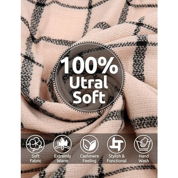 Kvinners Rutete Teppe Vinter Skjerf Varm Koselig Tartan Wrap Oversized Sjal Cape
