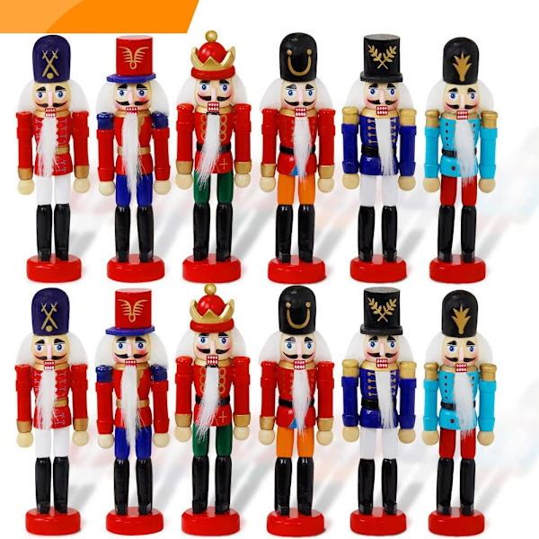 12PCS Jule Nøtteknekker Ornament Sett Tre Nøtteknekker Julehengende Ornamenter