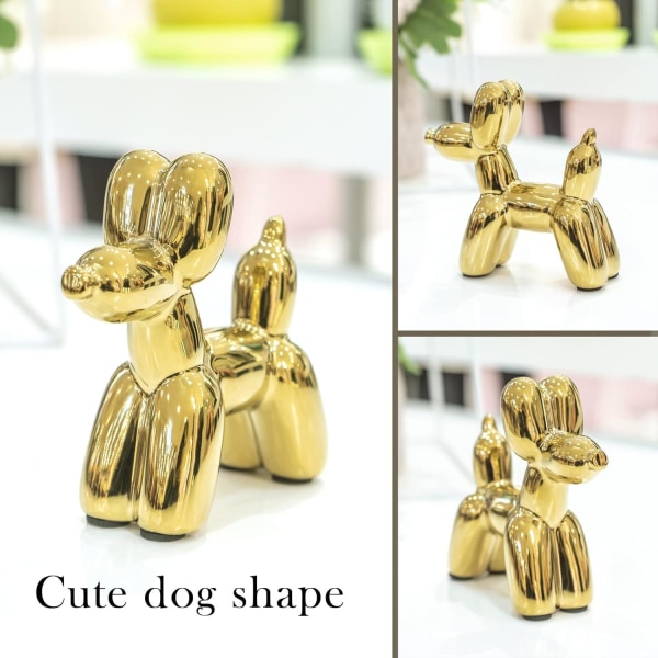 Cute Golden Electroplating Ceramics Balloon Dog Statue Crafts Living Room Desktop Decorations,Handmade Modern Small Ceramic Animal