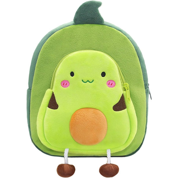 Söt Barnryggsäck Barnväska Plysch Djur Cartoon Mini Resväska för Baby Flicka Pojke 2-6 År (Grön Avokado)